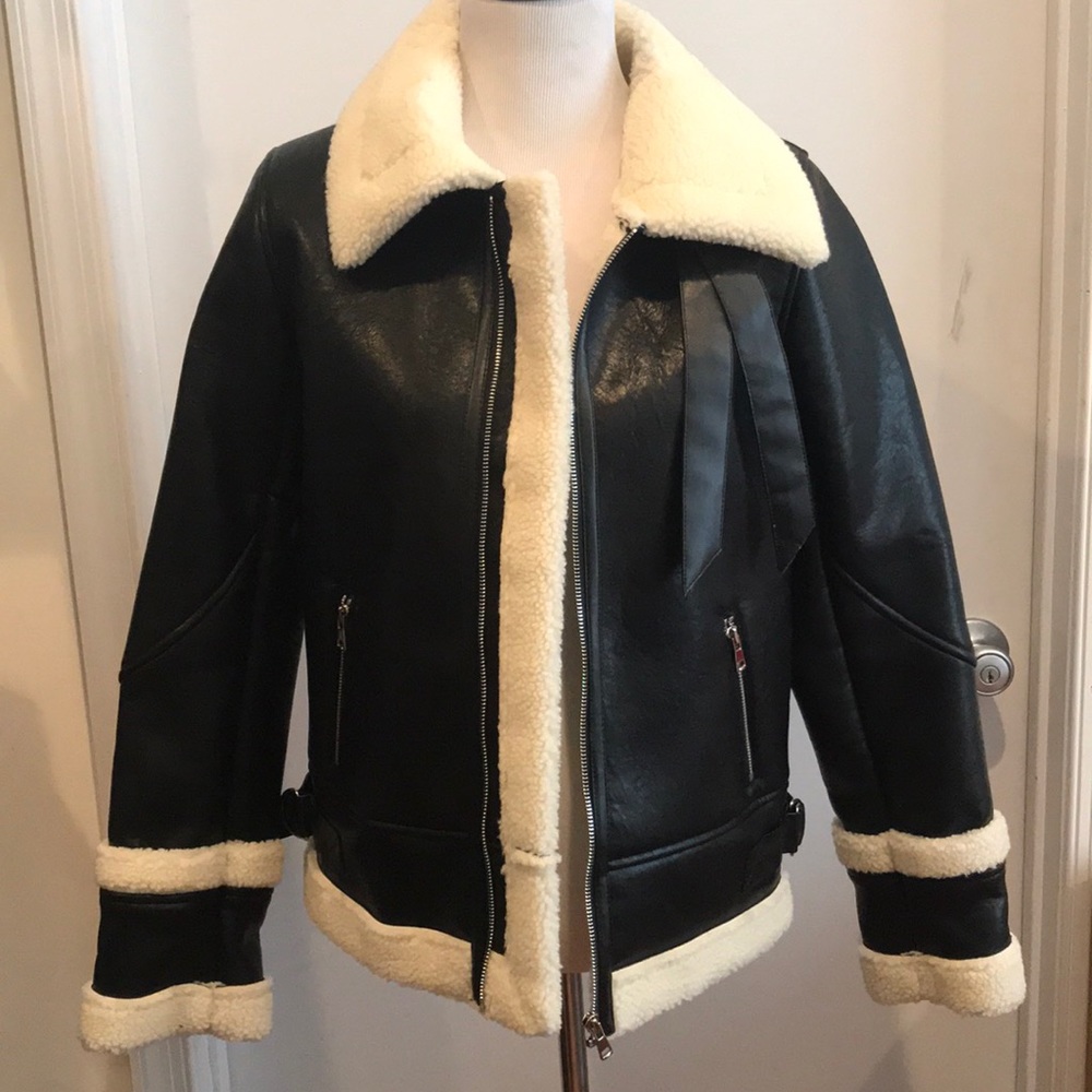 Faux Shearling Aviator Jacket